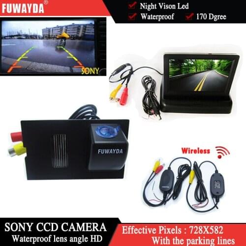 FUWAYDA Wireless Car Chip Rearview Camera for Land Rover Discovery 34 Range Rover Sport Freelander2+4.3Inch foldable LCD Monitor