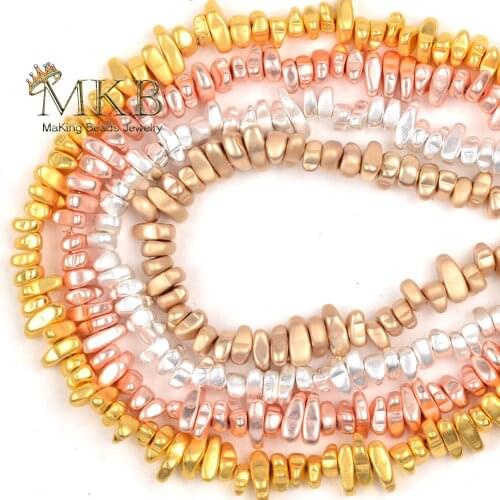 5-7mm Natural Stone Beads Matte Rose Gold Silver Plated Irregular Chip Beads For Jewelry Making Diy Necklace Accessories 15"