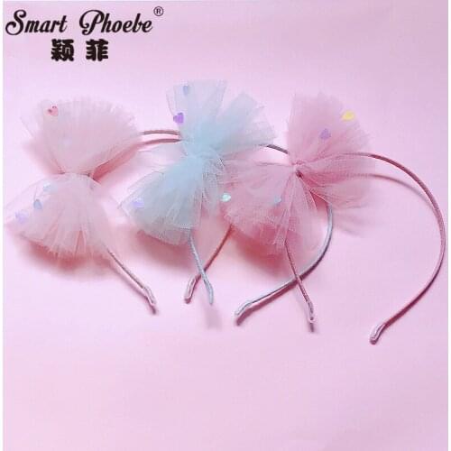 Boutique 20pcs Fashion Cute Gauze Bowknot Hair Sticks Love Heart Mesh Bow Hairbands Princess Headwear Girls Hair Accessories