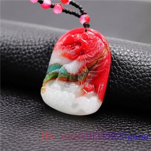 Colour Jade Tiger Pendant Necklace Chinese Gifts Men Jadeite Carved Fashion Women Amulet Charm Natural Jewelry for