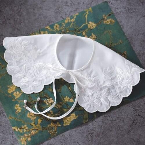 Decorative Hollow detachable Pointed Rose Embroidered Ribbon Pearl lace shawl big fashion wild Flower hook Peter pan