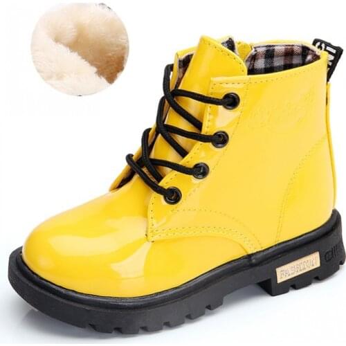 New Children Shoes Boots baby boy boots 21-37 Martin Boots for Girl PU Leather Waterproof Winter Kid Snow boots botas para ninas