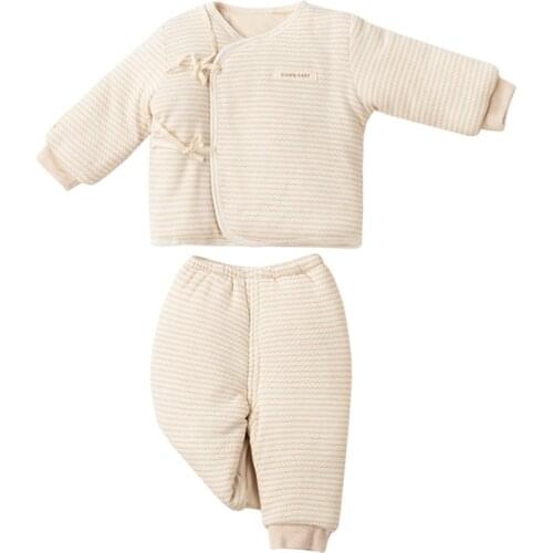 Organic Cotton winter baby pajamas cotton long-sleeved childrens pajamas set kids clothes tops+pants 2pc sets infant boy girls