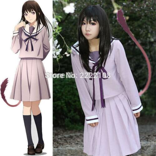 Hot Anime Noragami Yukine Iki Hiyori School Uniform Sailor Suit Outfit Cosplay Costumes Sailor Dress Cosplay Free Shipping