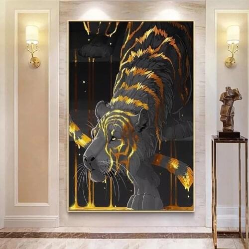 Giraffe Lion Animal Canvas Painting Creative HD Poster and Print Modern Style Cuadros Wall Art Picture Living Room Home Decor