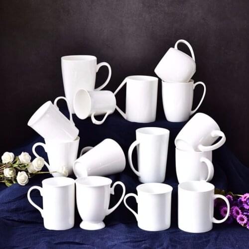 European-style Simple Ceramic White Coffee Cup Drinking Mug Porcelain Home Breakfast Milk Coffee Cup Kitchen Utensils Porcelain