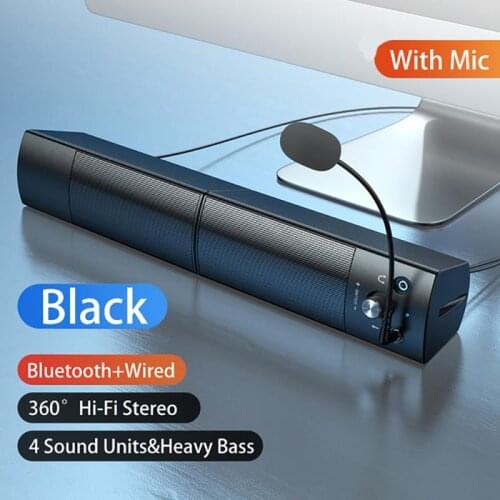 Computer Speakers Detachable Bluetooth Speaker Bar Surround Sound Subwoofer For Computer PC Laptop USB Wired Dual Music Player