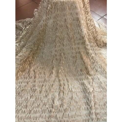 Nice looking French tulle embroidery lace fabric S-6119 with beads african net lace textile