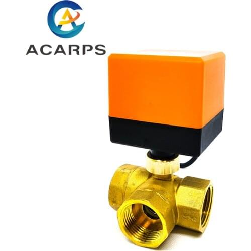 1/2" 1-1/2" 1" 2" Brass Electric Ball Valve Three Wire Three Way Air Conditioning Floor Heating Water Tower Switch Valve 220V