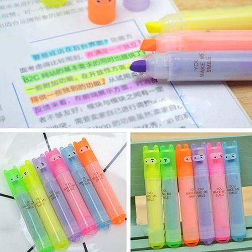 6Pcs Mini 6 Colors Fluorescent Pen Mild Liner Highlighters Color Marker Pen School Supplies