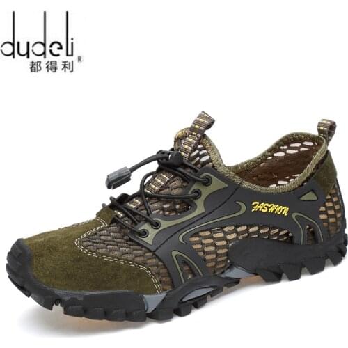 2019 Mens Summer Breathable Hiking Shoes Male Cutout Mens Shoes Movement Outdoor Leisure Sandals Mesh Breathable Shoes