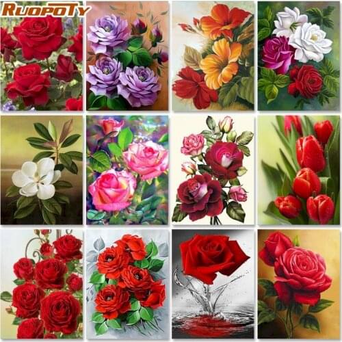 RUOPOTY Frameless oil painting by numbers Flowers Nature DIY Digital Paint pictures by numbers On Canvas Room Decoration