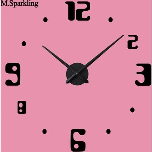 Wall clock brief design corridor living room bedroom 3D wall clock creative digital DIY mirror clock home decoration