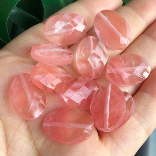 Natural Oval Shape Cherry Quartz Pendants Beads Faceted Flat Round Loose Spacer Stone Beads For Jewelry Making Diy Bracelet Find