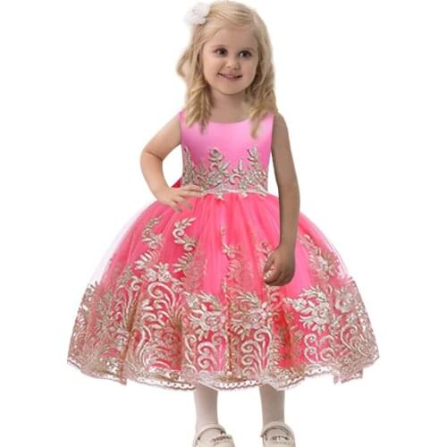 2020 new fashion childrens clothing Childrens dress golden embroidered princess lace poncho