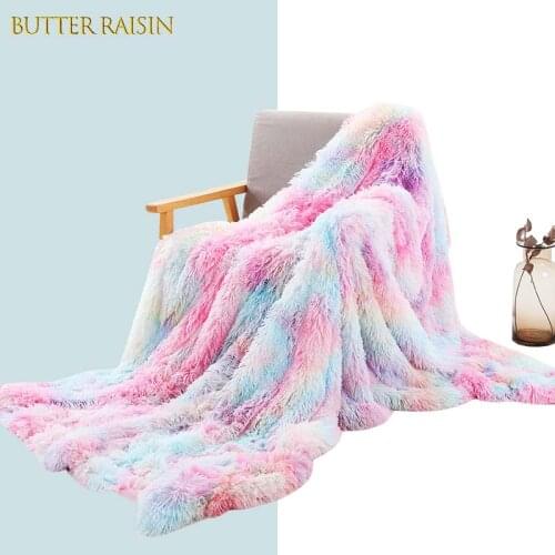 Sofa Throw Blanket Shaggy Coral Fleece Blanket Super Soft Long Plush Bed Cover Fluffy Faux Fur Bedspread Blankets for Beds Gift