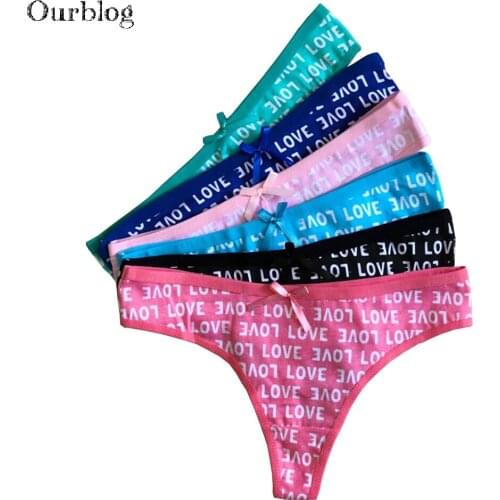OURBLOG 5 Pcs/lot Ms. Cotton Solid Color Sexy Thong Panties Sexy T Pants Womens Cotton Panties Girl Briefs Sexy Thong M L XL