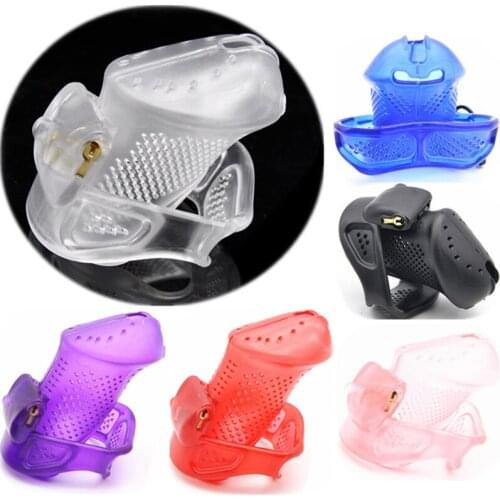 Penis Imprisonment Male Chastity Cage Bondage Device Plastic Penis Locker Cage with 3 Size Cockrings Sex Toys for Men G232