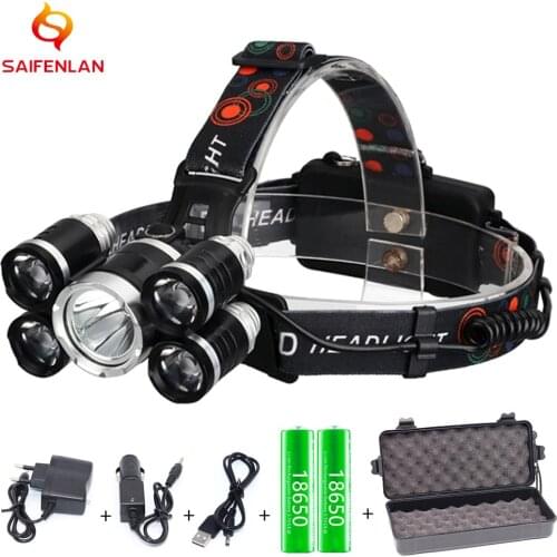 Rechargeable Headlamp T6 Zoomable Head Lamp Flashlight Headlight 18650 Battery Powered Best For Camping,Fishing Outdoors