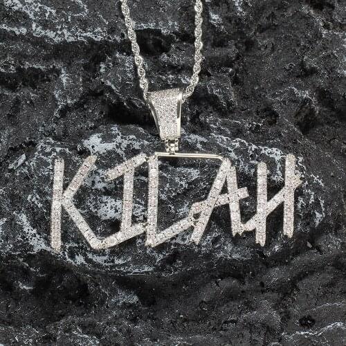 Custom letters Pendants Mens Mirco Pave Prong Setting Zircon Necklace Jewelry CP04