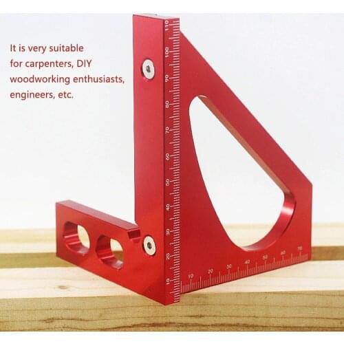 Protable Ruler Aluminum Alloy Triangle Ruler Measuring Tool for Carpenter Woodworking Scribing Gauge Scriber Square Protractor
