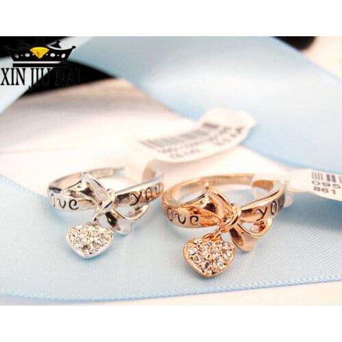 Lovely fashion love ring LOVE letter crystal butterfly knot heart