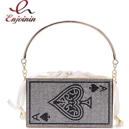 Metal Hollow Poker Diamond Luxury Women Party Clutch Bag Evening Bag Purses and Handbags Crossbody Chain Bag Shoulder Bag Bolsas