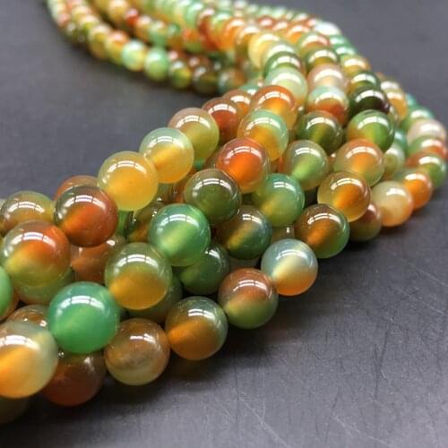 1 Strand Pretty Colorful Natural Peacock Agates 6 8 10 12 14mm Round Agates Charm Spacer For DIY Jewelry Making Loose Findings