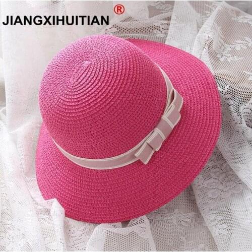 2018 Parent-child summer straw hat wide brim beach hat sun hat foldable sun block UV protection panama hat bone chapeu feminino