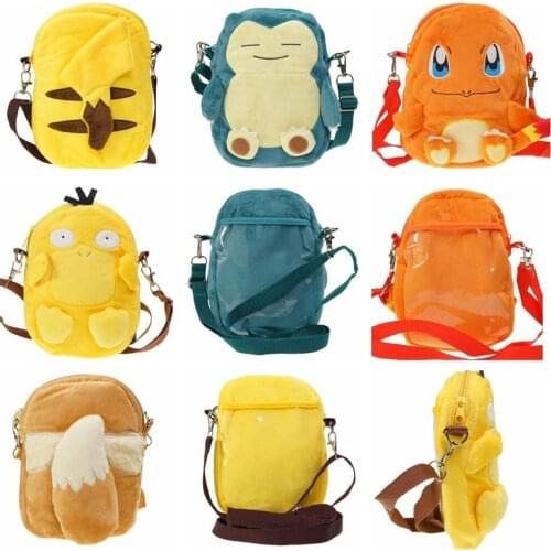 Pokemon Bag Pikachu Psyduck Snorlax Charmander Plush Backpack Shoulder Bag Crossbody Bags for Children
