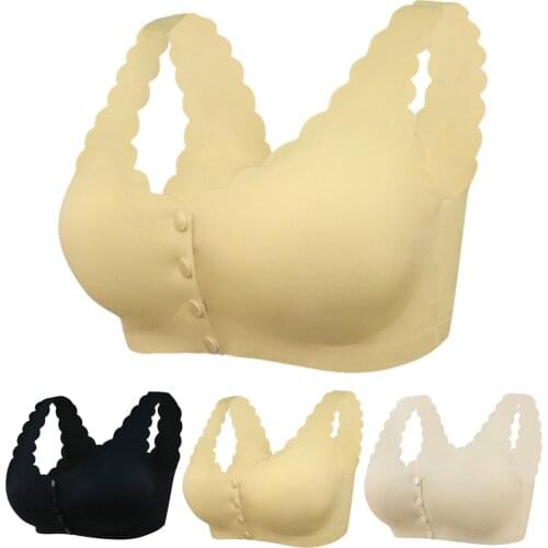 Comfortable Jelly Strip Seamless Underwear Womens Adjustable Sports Front Closure Extra-elastic Breathable Lace Trim Bra 2021