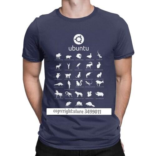 Funny Ubuntu Linux Releases Tshirts Men Crew Neck Cotton Tops T Shirt Distro Linux Debian Fitness Tees Printed Clothes