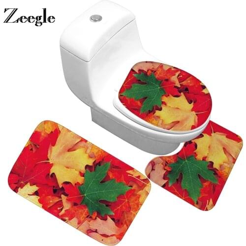 Zeegle Bath Mat Bathroom Carpet 3Pcs Floor Mat Set Toilet Rug Absorbent Bathroom Floor Mats Bath Rugs Non-slip Shower Mats