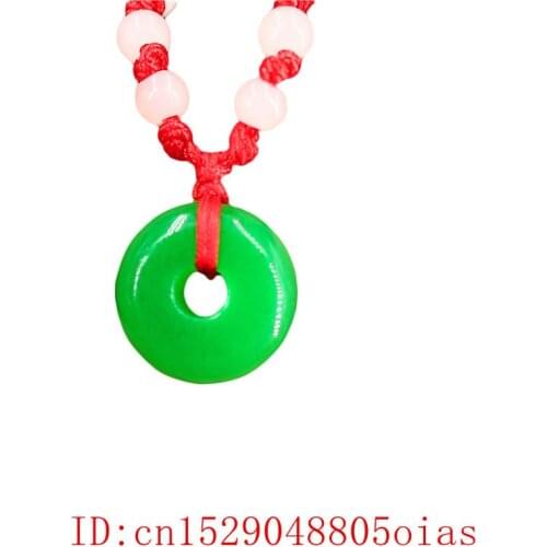 Green Fashion Gifts Jewelry Charm Chinese Necklace Natural Jadeite Amulet Jade Donuts Pendant
