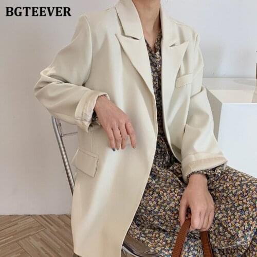 BGTEEVER Elegant Notched Collar Women Blazer Full Sleeve Lace-up Spring Female Suit Jacket Office Ladies Solid Blazer 2021
