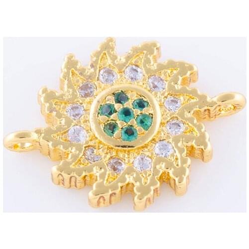 Supplies For Jewelry 5pcs Zircon Sun Flower Charms For Jewelry Making Handicraft Copper Micro Pave Czech Charms Bijoux Bedels