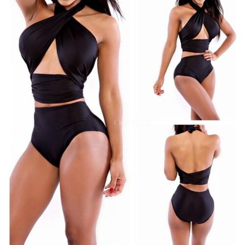 50Pcs/Lot Sexy Women Bandage Bikini Set Halter Swimsuit High Waist Swimwear Bathing Suit Set Floral Beachwear S-XL