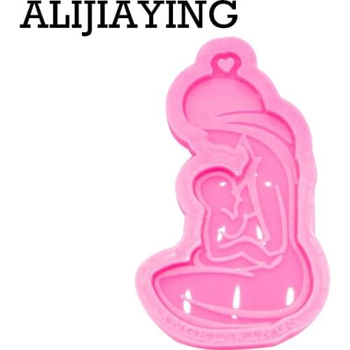 DY0387 Glossy Breastfeeding Mother Keychain Mould Silicone Resin Mold for Epoxy Jewelry Making DIY Crafts Necklace