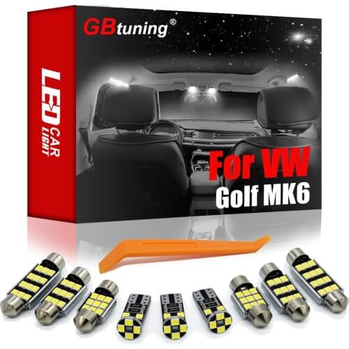 GBtuning Canbus LED Interior Light Kit 14PCS For VW GOLF 6 MK6 VI MKVI (2010-2014) Vehicle Indoor Reading Trunk Ceiling Lamp