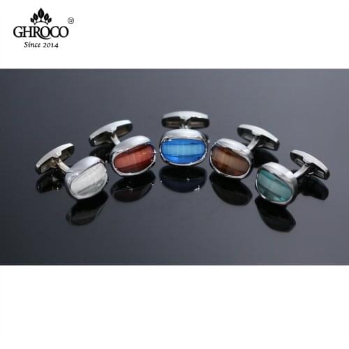 CHROCO High-Quality Exquisite Oval Shaped Inlaid with Drop Rubber Shirt Cufflink Fashion Luxury Gift for Business Men & Wedding
