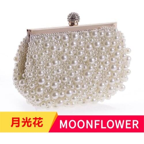Fine handmade bag craft bag bead embroidery bag special dinner bag fashion female bag clutch bag pearl white woman handbag Bolso