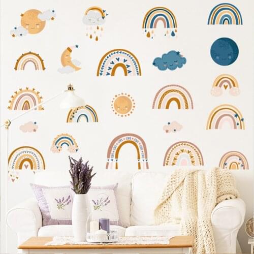 Cute Vinyls Decorative Rainbow Wallpaper Childrens Room Ornaments On The Wall Stickers For Baby Room Stencils For Walls Decal