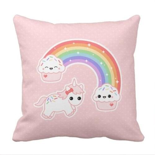 Cute Pink Unicorn Throw Pillow case