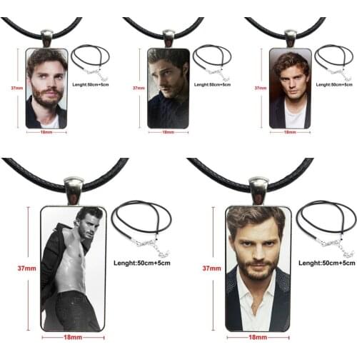 Necklace Fashion Long Chain With Rectangle Necklace Jewelry For Women Girls Christian Jamie Dornan