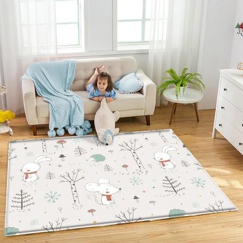 Anti-slip and Anti-fouling Carpet&Rug Fashion Modern Art Soft Cartoon Colorful Bear Childrens Flannel Carpet Childrens Room