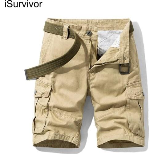 ISurvivor 2021 New Summer Mens Solid Color Loose Overalls Cotton Casual Fashion Five-Point Pants Plus Size Men Shorts