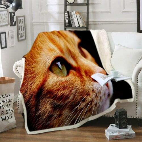 Custom Cat Blanket for Bed Cartoon Sherpa Blanket Throw Plush Bedspread Pet Bedding manta Blanket