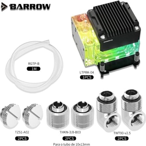 Barrow ITX Case CPU AIO Cooling Kit, Block + Pump Box + Reservoir Combo, Used For Intel / AMD/ X99 X299 Platform,5V/No Light
