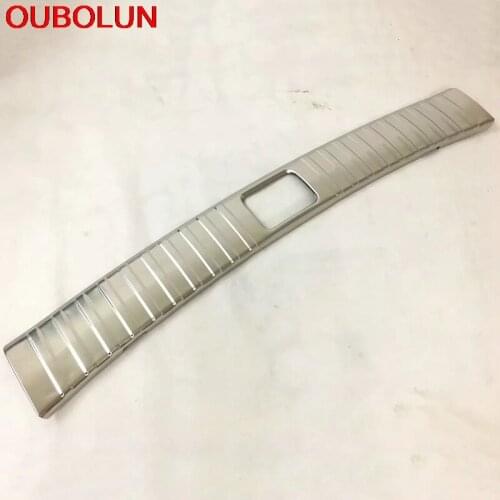 OUBOLUN For Hyundai IX35 2018 Inner Rear Trunk Bumper Foot Plate Protector Moulding Trim Interior Accessories Stainless Steel