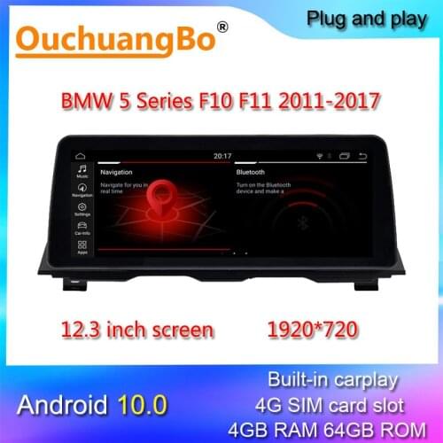Ouchuangbo android 10 car radio stereo for 12.3 inch 5 Series F10 F11 2011-2017 Qualcomm multimedia player gps navigation